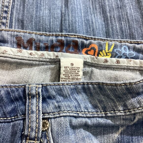 Y2K 90’s Vintage Mudd Light Wash Distressed Holed Patchwork Bootcut Jeans Women’ - Picture 12 of 14